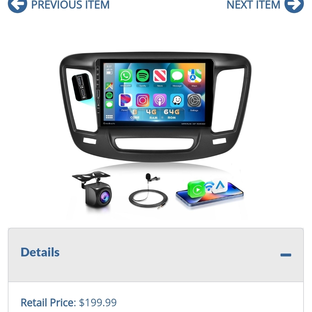 Universal Black Car Stereo System with Backup Camera Chrysler